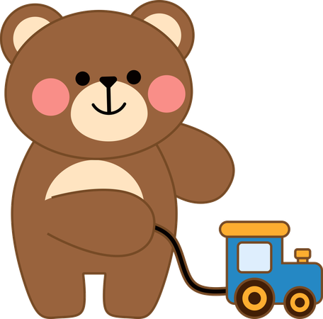 Cheerful Bear playing toy  Illustration