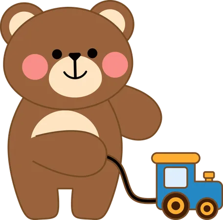 Cheerful Bear playing toy  Illustration