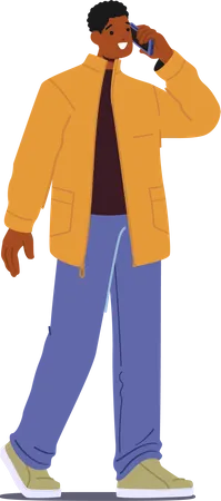 Cheerful black teenager wearing jacket Illustration