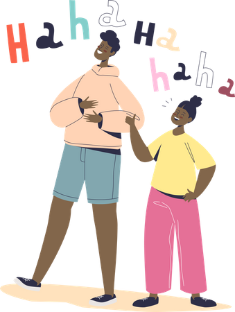 Cheerful boy and girl laughing Illustration