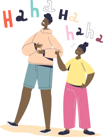 Cheerful boy and girl laughing Illustration