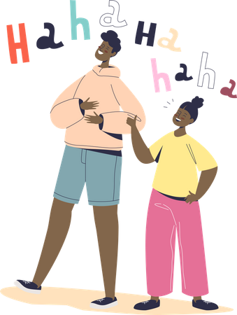 Cheerful boy and girl laughing  Illustration