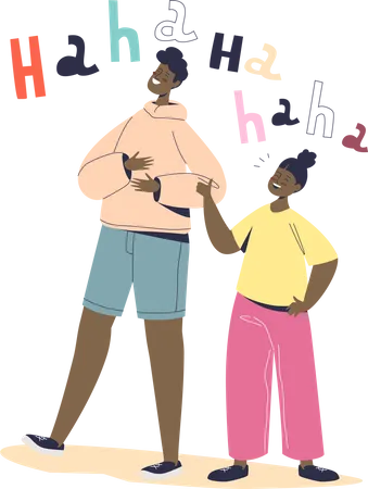 Cheerful boy and girl laughing  Illustration