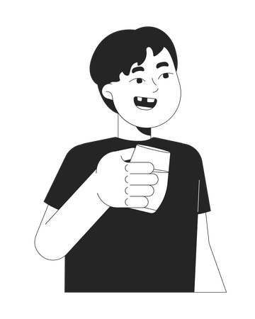 Cheerful boy holding juice glass  Illustration