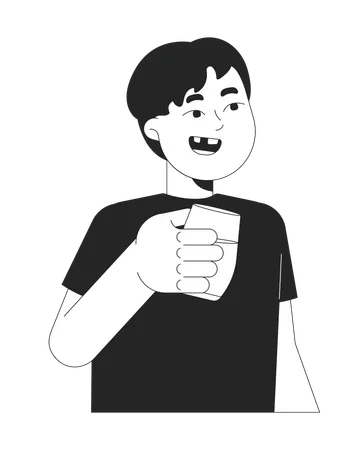 Cheerful boy holding juice glass  Illustration