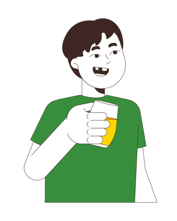 Cheerful boy holding juice glass  Illustration