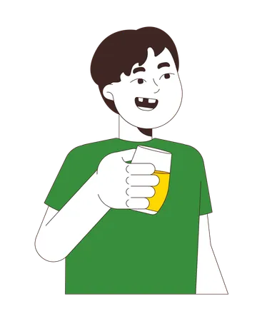 Cheerful boy holding juice glass  Illustration