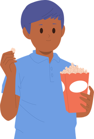 Cheerful boy kid little cinema spectator watching movie enjoying happy childhood  Illustration