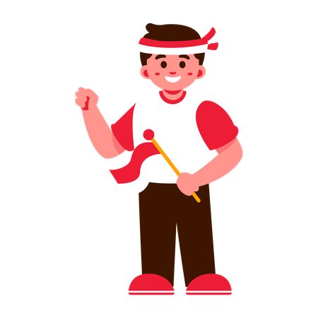 Cheerful Boy with Indonesia Flag  Illustration