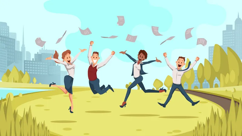 Cheerful business People celebrating business success Illustration