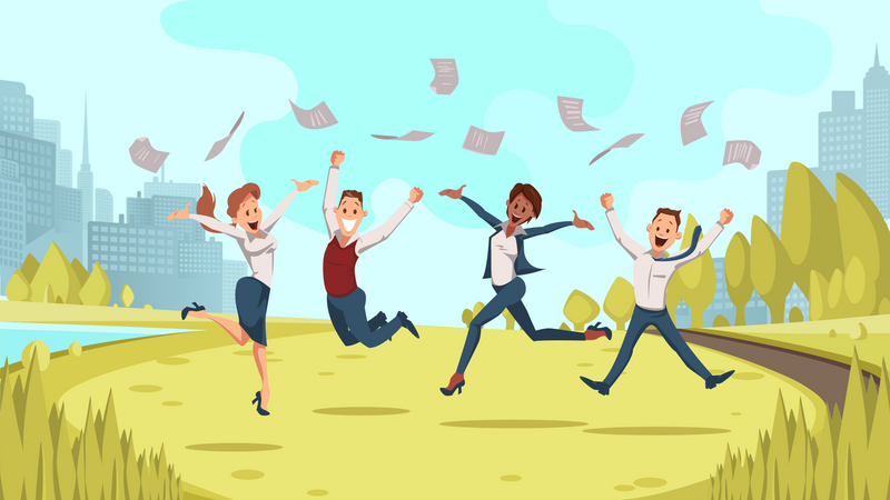 Cheerful business People celebrating business success  Illustration