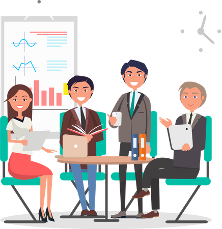 Cheerful Business people doing business meeting  Illustration