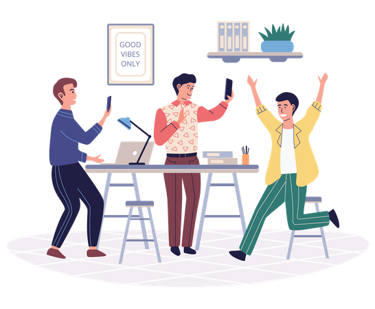 Cheerful Business People in office Illustration