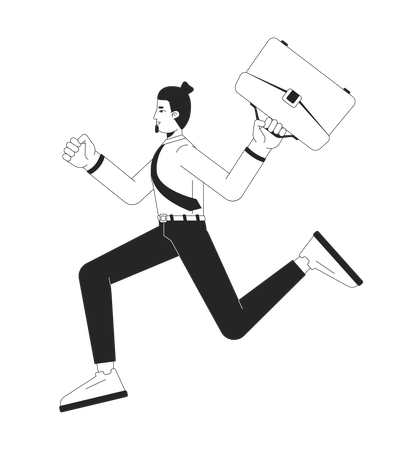 Cheerful businessman running with briefcase  Illustration