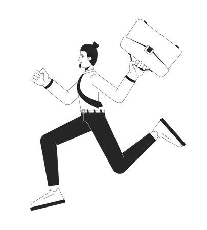 Cheerful businessman running with briefcase  Illustration