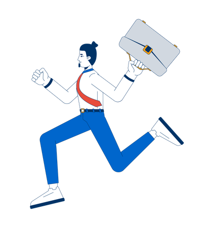 Cheerful businessman running with briefcase  Illustration