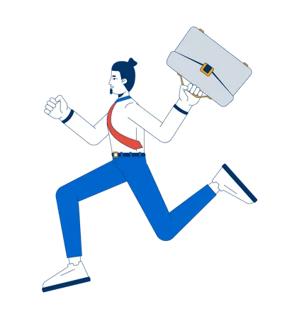 Cheerful businessman running with briefcase  Illustration