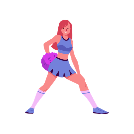 Cheerful cheerleader dance pose  Illustration