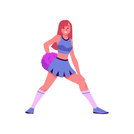Cheerful cheerleader dance pose  Illustration