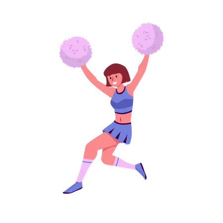 Cheerful cheerleader with pom-poms  Illustration