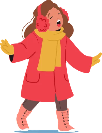 Cheerful Child Bundled In Winter Attire  Illustration