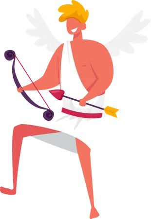 Cheerful cupid with wings Illustration