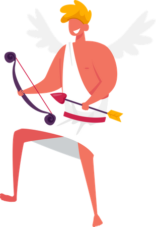 Cheerful cupid with wings  Illustration