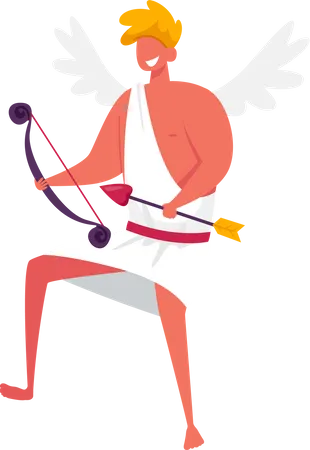 Cheerful cupid with wings  Illustration