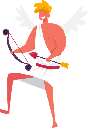 Cheerful cupid with wings  Illustration