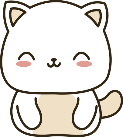 元気でかわいい猫の子猫の動物のマスコットキャラクター  イラスト