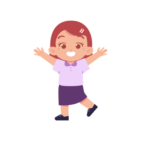 Cheerful Cute Girl Cheering Herself Illustration