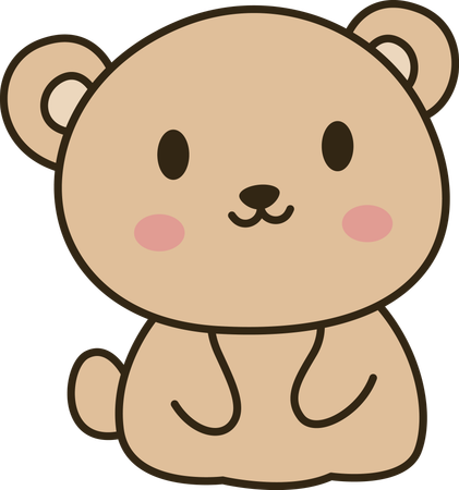 Cheerful Cute Teddy Bear Animal Mascot Character  Illustration