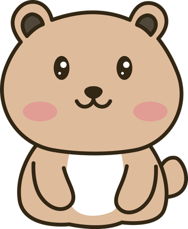 Cheerful Cute Teddy Bear Animal Mascot Character  Illustration