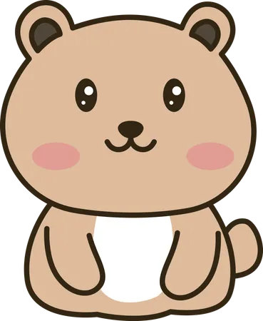 Cheerful Cute Teddy Bear Animal Mascot Character  Illustration