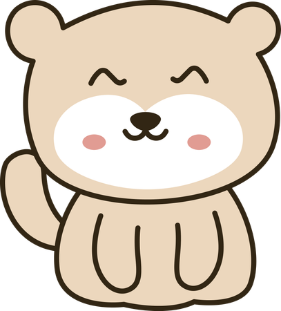 Cheerful Cute Teddy Bear Animal Mascot Character  Illustration