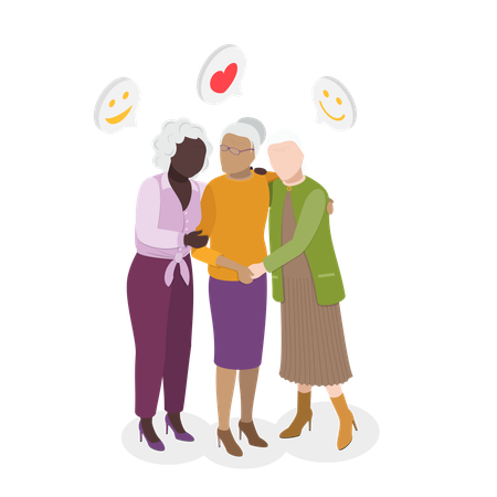 Cheerful Elderly Group  Illustration