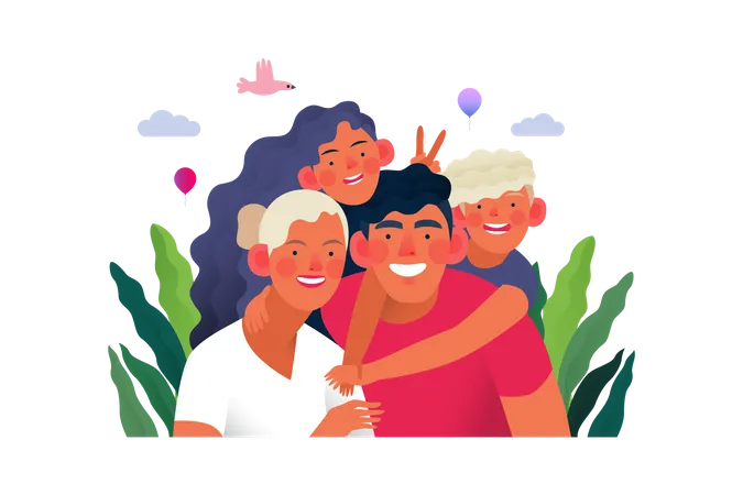 Cheerful Family Illustration