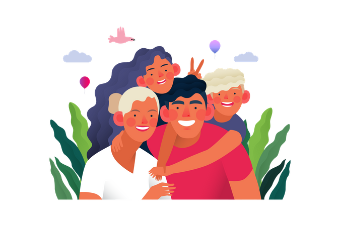 Cheerful Family  Illustration