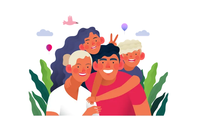 Cheerful Family  Illustration