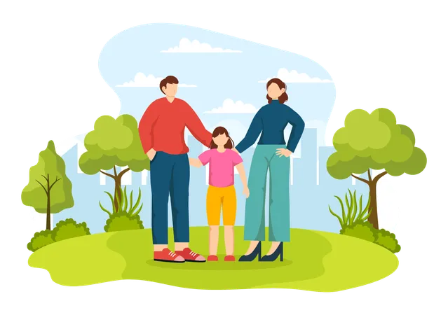 Cheerful Family  Illustration