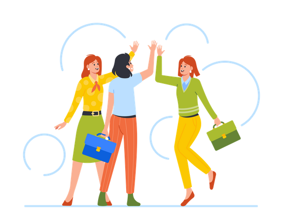 Cheerful Female Giving High Five  Illustration