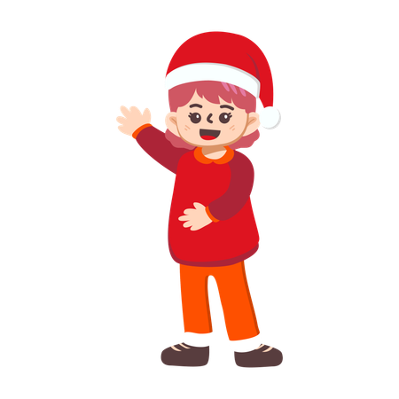 Cheerful girl enjoying Christmas  Illustration