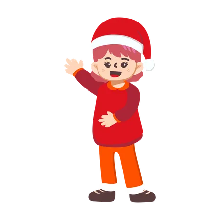 Cheerful girl enjoying Christmas  Illustration