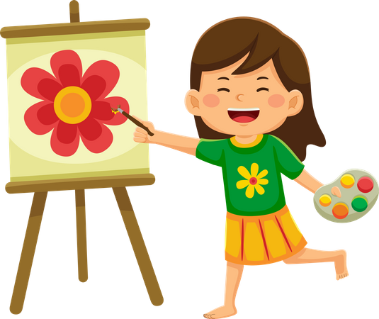 Cheerful Girl Is Panting  Illustration
