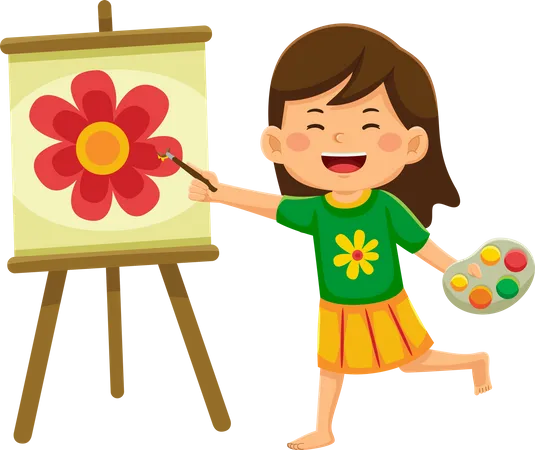 Cheerful Girl Is Panting Illustration