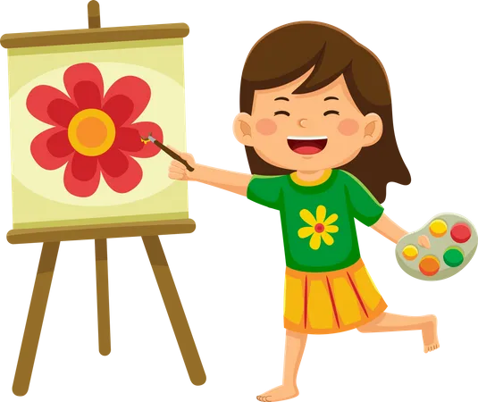 Cheerful Girl Is Panting  Illustration