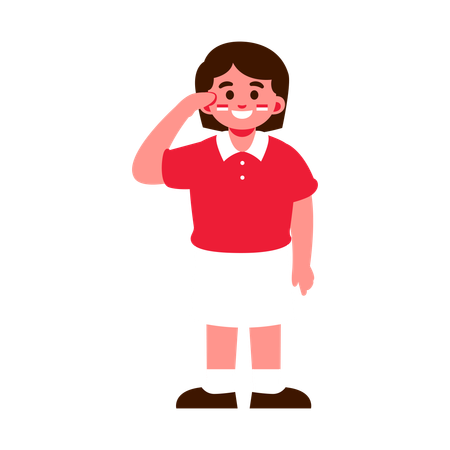 Cheerful girl saluting on Independence Day  Illustration