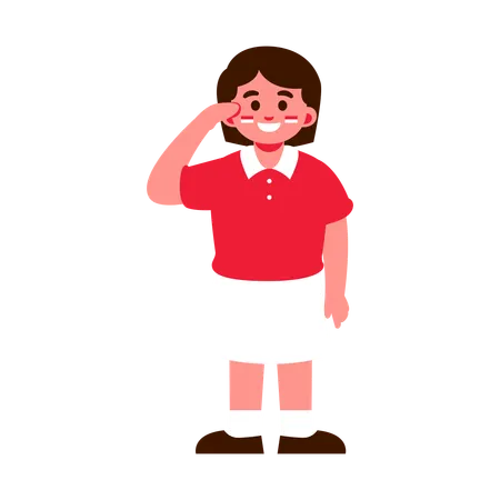 Cheerful girl saluting on Independence Day  Illustration