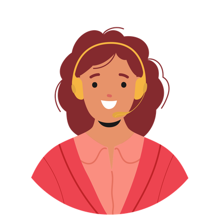 Cheerful Girl Working In Customer Support Department  Illustration