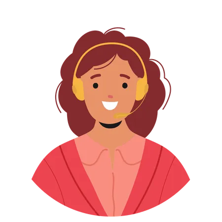 Cheerful Girl Working In Customer Support Department  Illustration